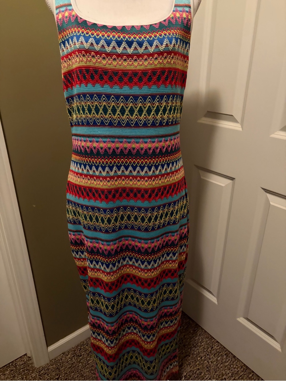 Bright Multicolor Chevron Maxi Dress - Sleeveless